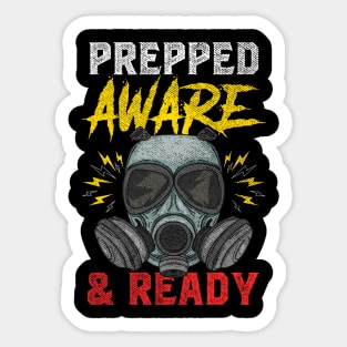 Prepper Aware & Ready Distressed Prepper Gas Mask Survival Sticker